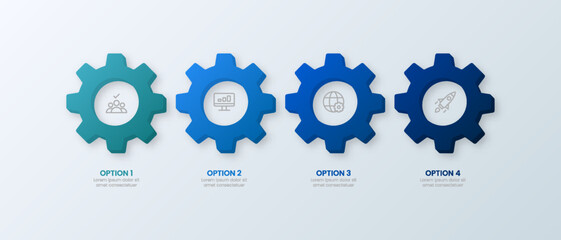 4 Options with Gear Infographic Templates