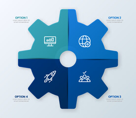 4 Options with Gear Infographic Templates