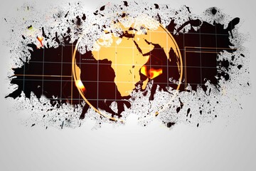 Splash on wall revealing earth graphic