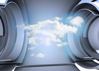 Clouds in a futuristic structure