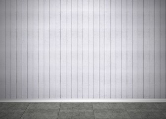 Vector illustration is featuring grey paneled wall meeting concrete tiled floor, white baseboard