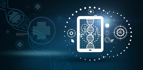 Naklejka premium Digital background with DNA sign