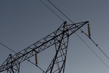 The evening electricity pylon silhouette