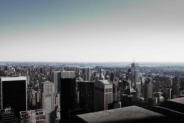 High angle view of city skyline