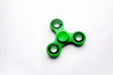Green Fidget Spinner Toy on White Background | Stress Relief Gadget | Popular Kids Toy | Hand Spinner for Focus and Anxiety Relief