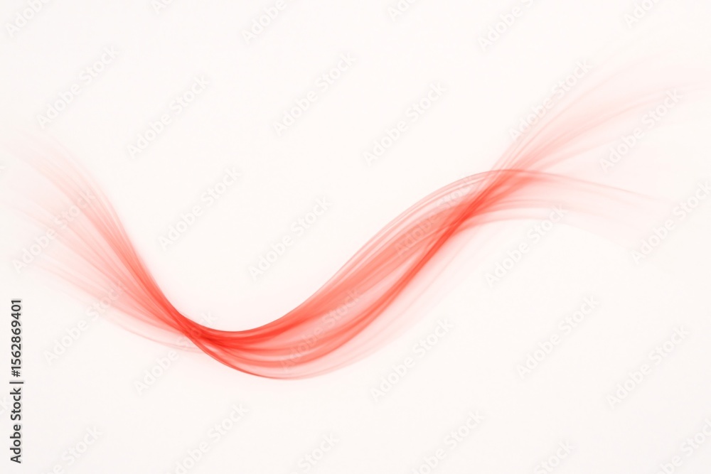 Poster elegant flowing red ribbon design against soft white background creating a sense of movement and lig