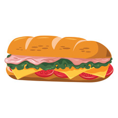 Long Ham Sandwich Vector Design