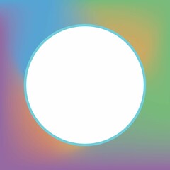 Composition of white circle over colorful background