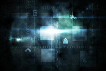 Black technology interface with glow