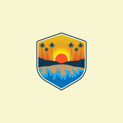 tropical summer beach logo vector