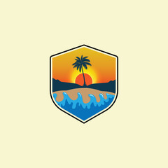 tropical summer beach logo vector