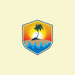 tropical summer beach logo vector