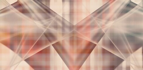 Abstract geometric flat design is showing translucent shapes with soft light beams and grid lines