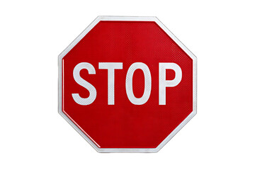 Red octagonal stop sign on black background