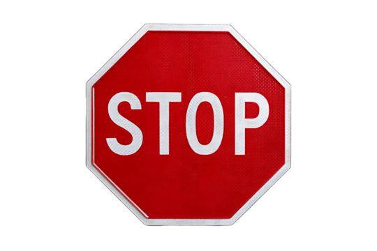 Red octagonal stop sign on black background