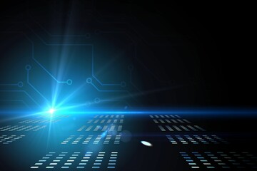 Circuit board on futuristic background with glow