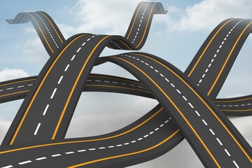 Bumpy roads crossing backdrop