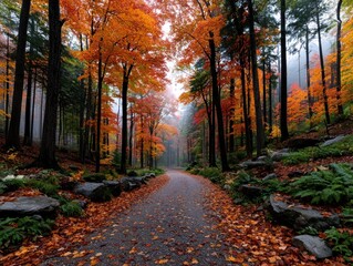 Autumn forest road