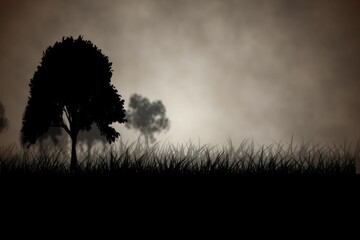 Dark gothic scene with trees