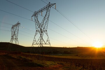 The evening electricity pylon silhouette