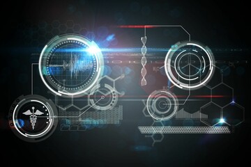 Medical biology interface in black