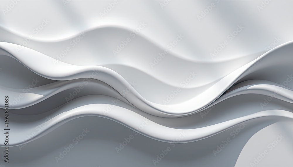 Poster smooth abstract white waves creating depth and dimension in design