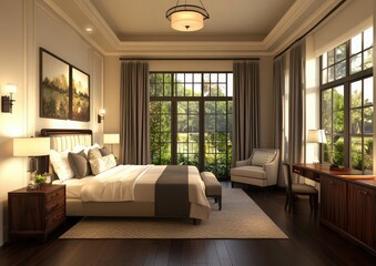 interior luxury apartment comfortable bedroom