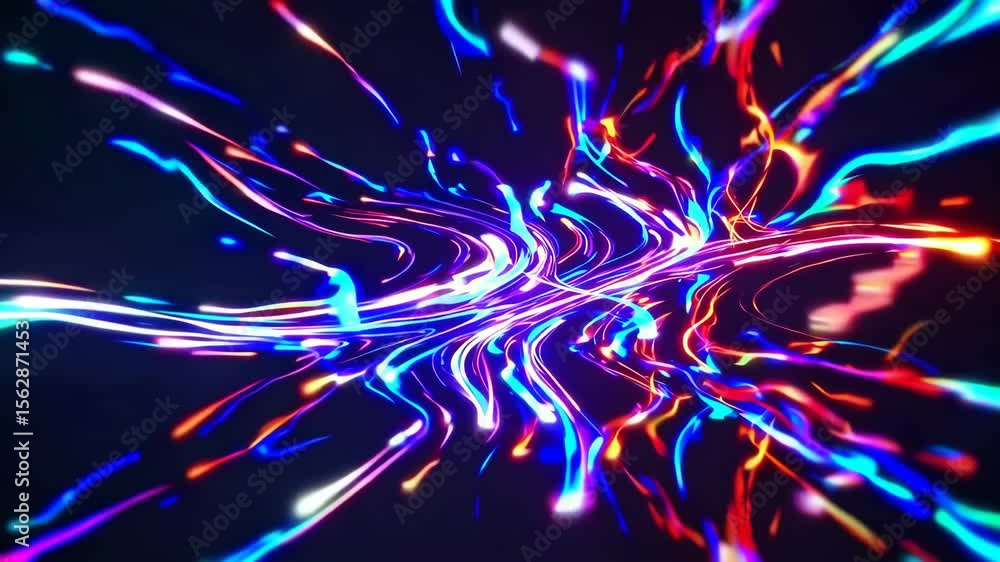 Poster vivid abstract light streaks with glowing neon lines, colorful dynamic energy, mesmerizing digital a