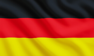 German national flag waving with black, red, and yellow stripes symbolizing unity, strength, and heritage. Perfect for cultural, political, or educational themes