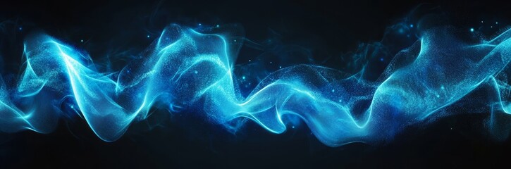 Abstract blue energy waves on dark background