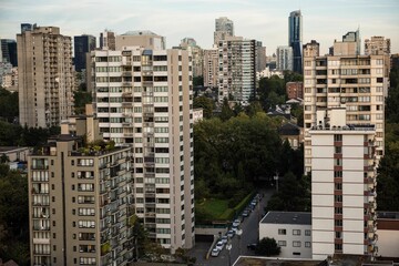 Trees amidst buildings in city