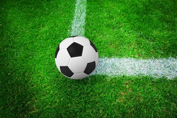 Soccer ball on marking line