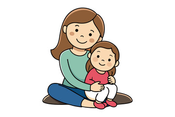 Mother's Embrace: a tender moment of maternal love as a mother embraces her daughter, a simple yet heartwarming depiction of family bond.