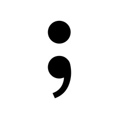 Semicolon sign silhouette icon vector flat design.