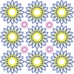Geometric Floral Mandala Pattern – Blue and Yellow Seamless Art Design