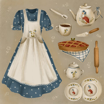Illustration of a set of pastry utensils
