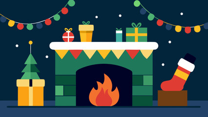 Cozy Christmas Fireplace Scene Festive Gifts, Decor, and Warmth