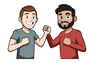 Friendship's Embrace: Two friends share a fist bump, a visual embodiment of camaraderie, support, and the unyielding bond of true friendship.