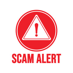 Red Scam Alert Icon Vector – Triangle Exclamation Sign for Fraud and Security Warnings