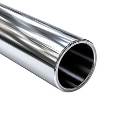 Close up of a polished chrome metal tube.