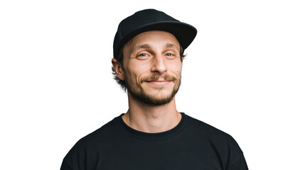 Fototapeta premium Smiling young man wearing a cap against a white isolated background.