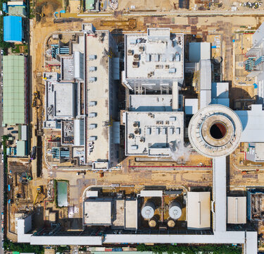 Aerial View of New Gas Power Plant Construction Site