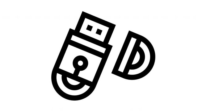 USB Drive minimalist line animation