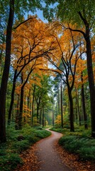 Fototapeta premium Autumnal forest path (1)
