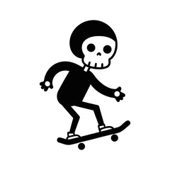 Skeleton boy riding skateboard with action motion in clean comic vector artwork