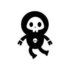 Skeleton dressed as astronaut floating in space in imaginative comic vector theme