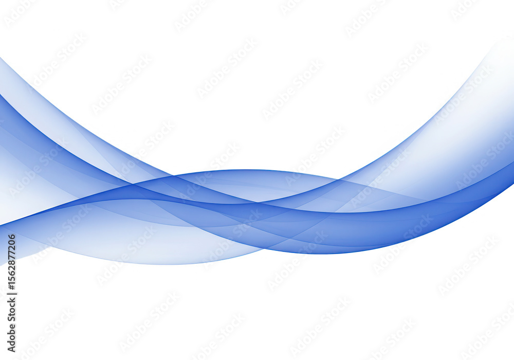 Poster abstract blue wave flowing smoothly across a transparent background, creating a modern and dynamic d