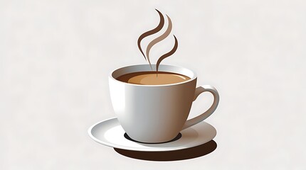 Steaming Coffee Cup on White Saucer – Fresh Morning Beverage Concept