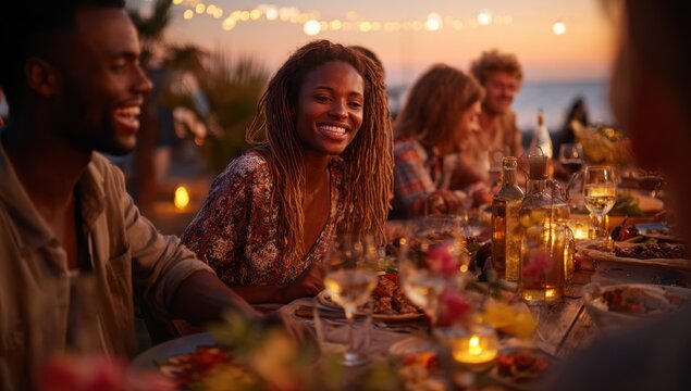 Outdoor dinner party at sunset (2)