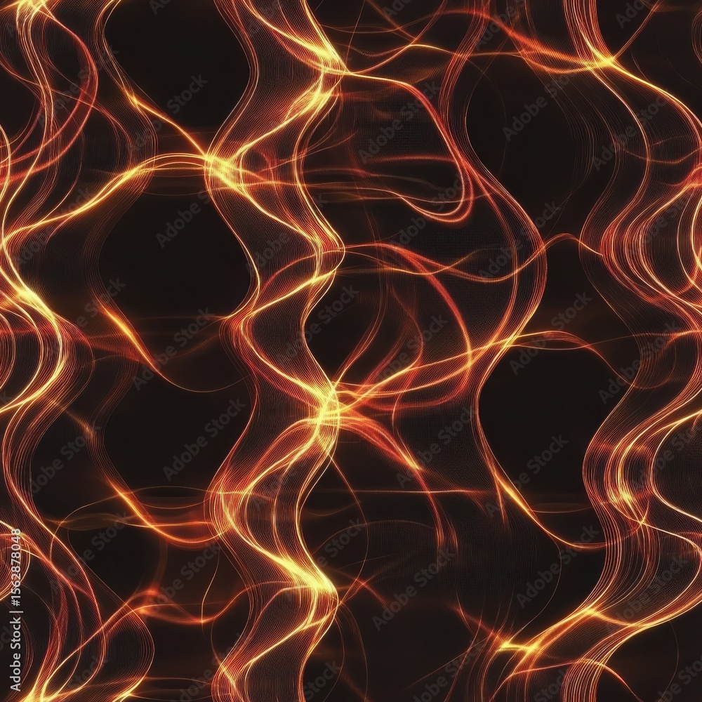 Poster abstract seamless pattern of glowing soundwaves in thin lines